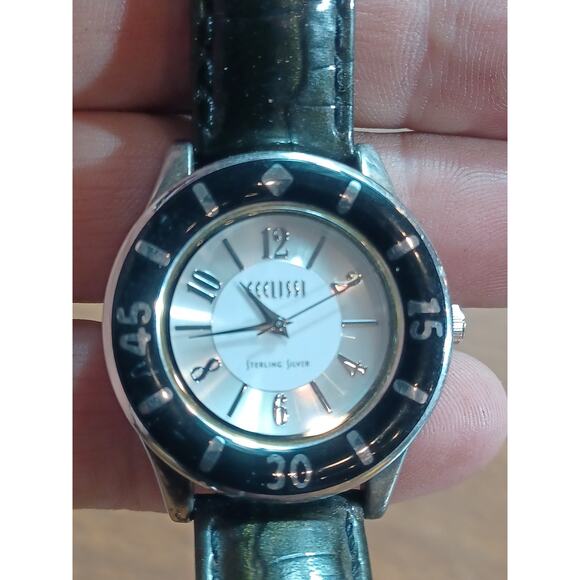 Designer Ecclissi Ladies Sterling Silver Case & Genuine Leather Strap Watch - Picture 5 of 12